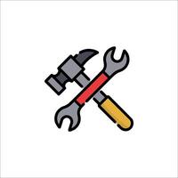 A hammer and wrenches icon on a white background vector