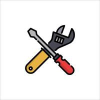 A wrench and a wrench icon on a white background vector