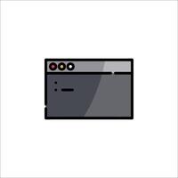 A computer monitor with a red button on it vector