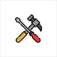 A hammer and wrench icon on a white background vector