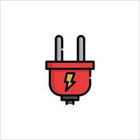 A red plug with a lightning bolt on it vector