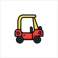 A red and yellow toy car icon on a white background vector