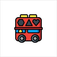 A red and black train icon with a heart on it vector
