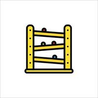 A wooden rack with balls on it vector