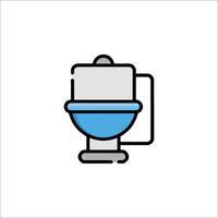 A blue and white icon of a coffee maker vector