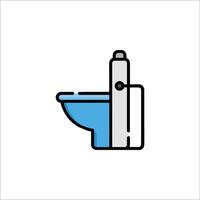 A toilet with a blue handle and a blue lid vector