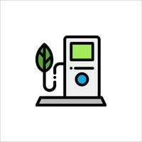 An electric car charging station with a leaf on it vector