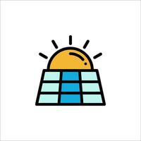 A solar panel with the sun behind it vector