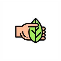 A hand holding a leaf icon vector
