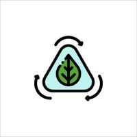 A triangle with a leaf in it and a green arrow vector