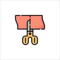 A pair of scissors with a piece of paper on it vector