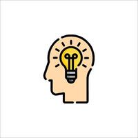 A man's head with a light bulb in it vector