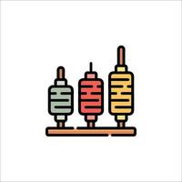 A line drawing of three different types of meat vector
