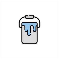 A can of paint with a blue liquid dripping out of it vector