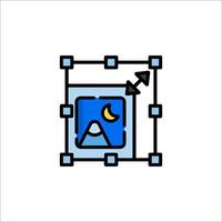 A square with a picture of a mountain and a moon vector