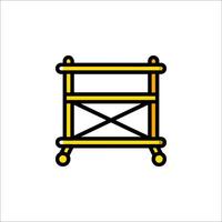 A yellow and black drawing of a table vector