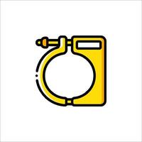 A yellow and black hose with a wrench on it vector
