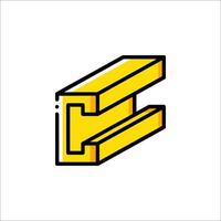 A yellow letter c icon on a white background vector