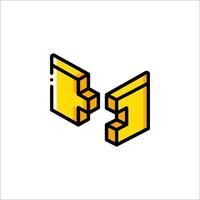 Two yellow blocks with the letters e and f vector