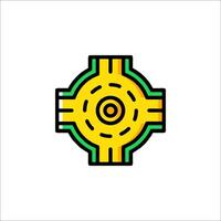 A yellow and green cross with a green dot in the center vector