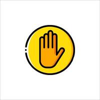 A stop hand icon on a yellow circle vector