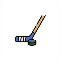 Hockey stick and puck icon illustration vector