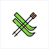 A pair of skis with a cross on top vector