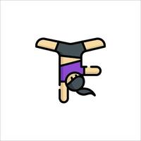 A girl doing a handstand on a white background vector