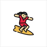 A cartoon character riding a surfboard vector