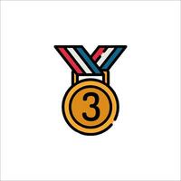 A medal with the number three on it vector