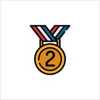 A medal with the number two on it vector