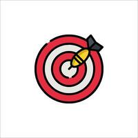 A red and yellow dart in the center of a target vector