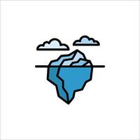 Iceberg icon with clouds and water vector