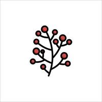 A red and black branch with berries on it vector