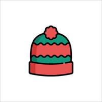 A red and green hat with a flower on it vector