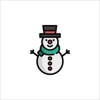 A snowman with a top hat and scarf vector
