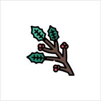 A branch with leaves and berries on it vector