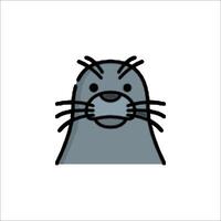 A seal with a black face and a white background vector