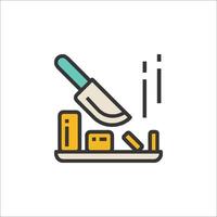 A knife and a box on a tray with a knife on it vector