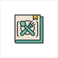 A restaurant menu icon with a fork and knife vector
