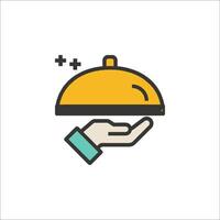 A cloche with a hand holding it up vector