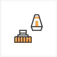 A line icon of a light bulb and a lamp vector
