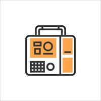 A computer case with a keyboard and mouse icon vector