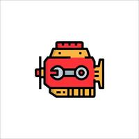 A red and yellow robot icon on a white background vector