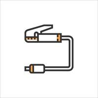 A black and orange cord with a plug on it vector
