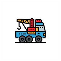 A truck with a crane on it, with a white background vector