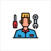 A man with tools and a wrench icon vector