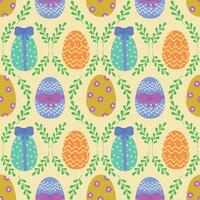Seamless Easter egg pattern with floral ornament. illustration design of Easter wrapping paper with colorful eggs. seamless background. . illustration vector