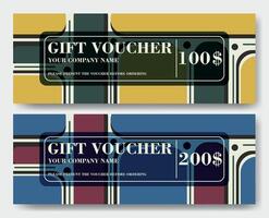 Gift voucher template with geometric design. Set of voucher with abstract elements in neutral colors vector