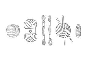 Bundle of different sketch sew threads vector